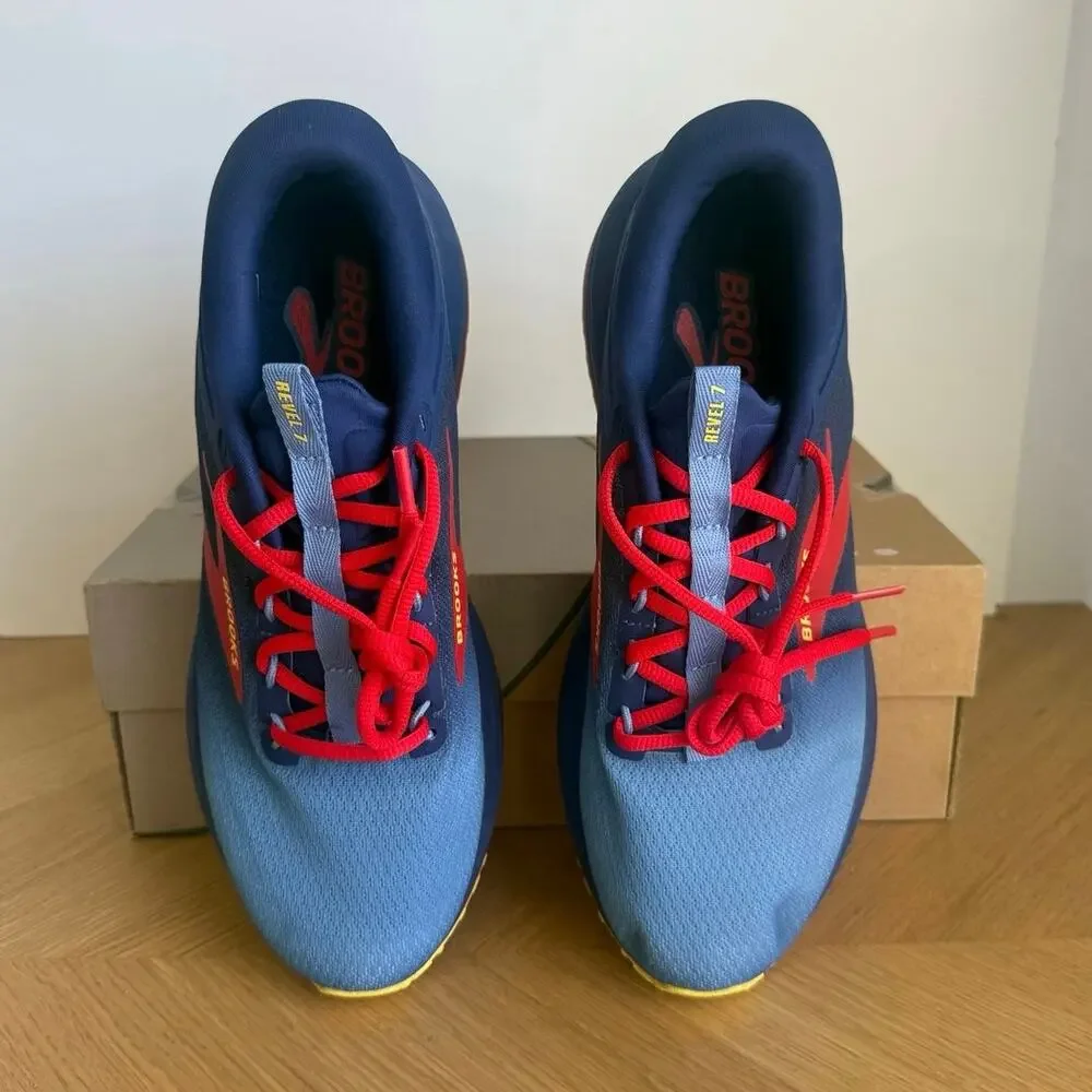 Brooks Revel 7 Blueprint/Red/Aspen Gold Men Running Sneakers- SZ 9